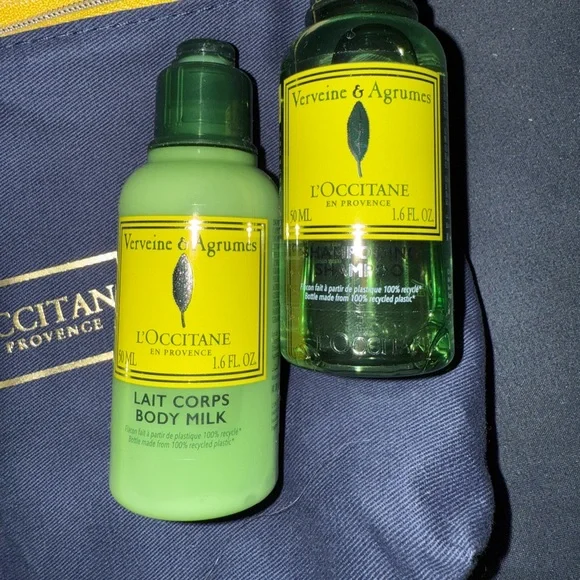 NEW! 4 L'Occitane Verveine & Agrumes Bath Travel Kit - 4 Pc Set w/ Bag - Picture 2 of 4